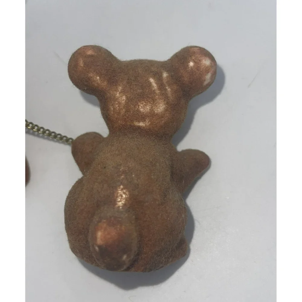 Ceramic Bear Figurines Flocked Brown vintage 1950s Rare‎ MCM Signed 4